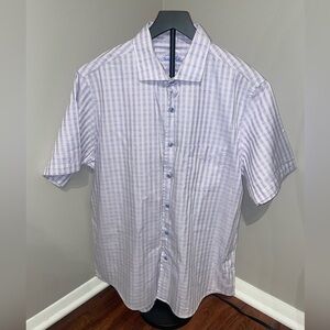 Tasso Elba Checkered Short Sleeve Button Down - Large